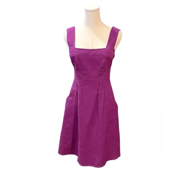 Nanette Lepore Purple Textured Sleeveless Pinafore Dress Pockets Womens 2 - Picture 3 of 15